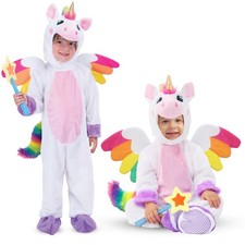 Unicorn Costume Girls Toddler 3T White Halloween Dress Up Wings Star Wand