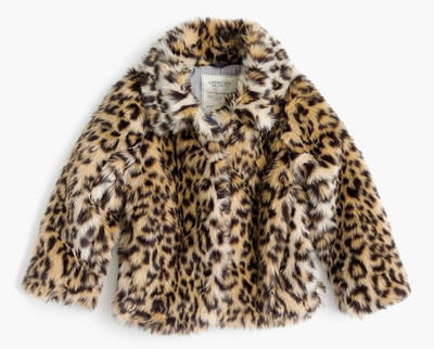 J. Crew Crewcuts Girls Leopard Faux Fur Coat NWT Size 14 Jacket