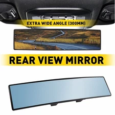 Interior Curved Flat Clip On 300MM Wide Rear View Blue Tint Mirror Universal