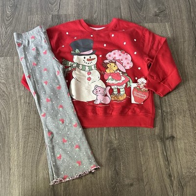 NEW 4t Todder Girls Outfit Strawberry Shortcake Sweatshirt Flare Leggings NWT