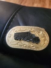 Vintage Box Truck Belt Buckle 3.5" D3
