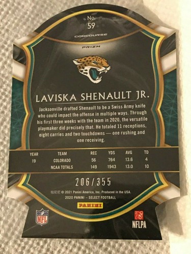 2020 PANINI SELECT LAVISKA SHENAULT JR RC. COPPER DIE CUT 206/355 JAGUARS - Picture 2 of 2