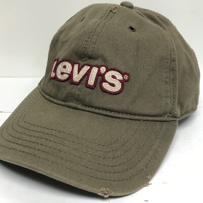 Vintage Levi s Hat Distressed Style Red Tab 90s Y2K Olive Green Levi Strauss Cap