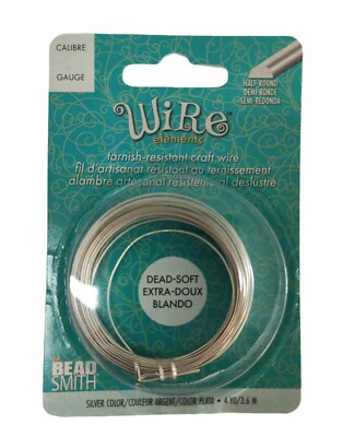 1/2 Half Round Bead Smith Wire  18-21 gauge 8 colors