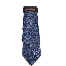 St. Patrick Men's Tie Hanky Set Navy Blue Powder Blue Charcoal Gray 3.5" Wide