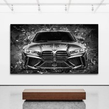 LEINWANDBILD BMW M4 ABSTRAKT AUTO WAND BILDER KUNSTDRUCK DEKO XXL BÜRO AUTOHAUS