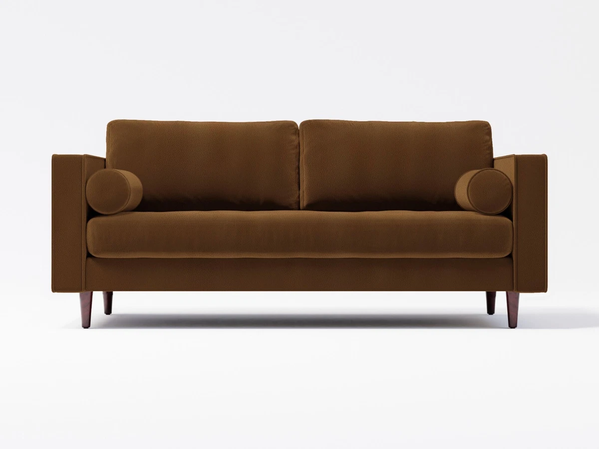Jacob 2 Seater Sofa Tan Faux Leather Free UK Mainland Delivery