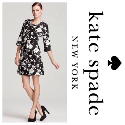 kate spade black and white floral dress Taylor Midi Dress Black
