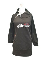 Ellesse Sweatshirt Hoodie Black Zip  Side Pockets Long Women's uk L