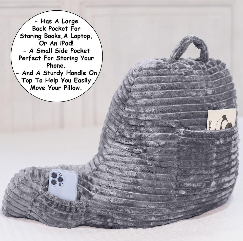 Homie Reading Pillow with Reading Light and Wrist Support, Has Arm