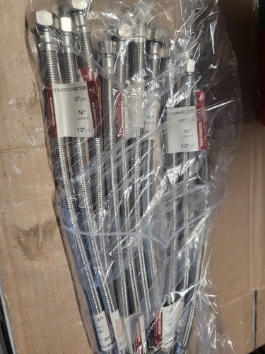 Plumbing Lot 10 pcs 1/2"FIP X 3/8"Comp X 16" SS Faucet Supply Connector/Lines