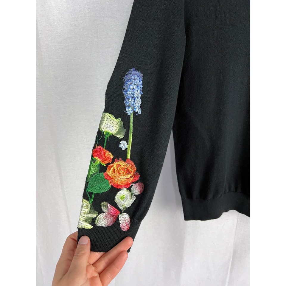 Ted Baker Sweater Women XS Deyzie Kensington Embroidered Black Feminine