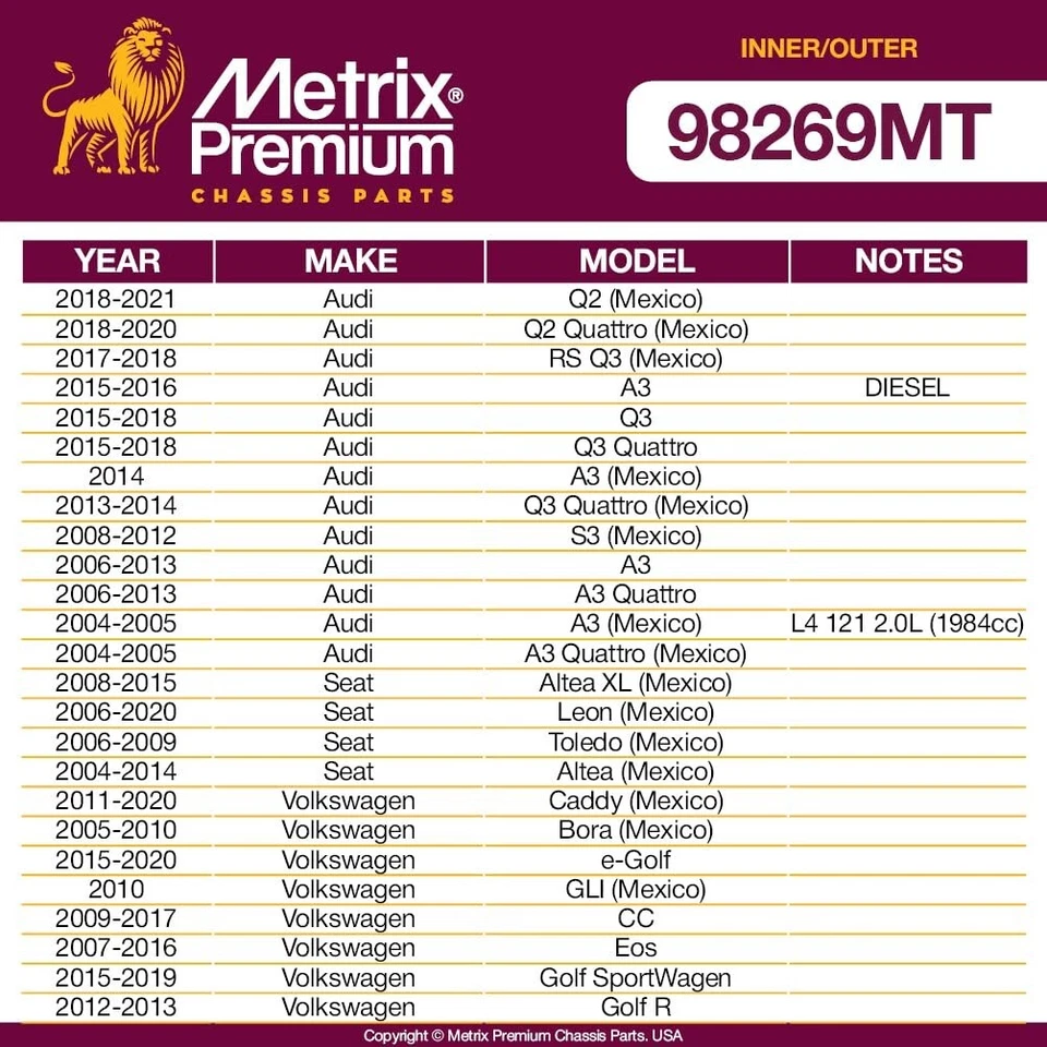 Kit de extremo de barra de amarre interior y exterior delantero para VW Jetta Tiguan Passat GTI Audi Q3 A3 Foto 2 de 4