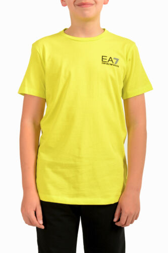 Emporio Armani EA7 Boys Yellow Short Sleeve Logo Print Crewneck T-Shirt - Picture 1 of 6