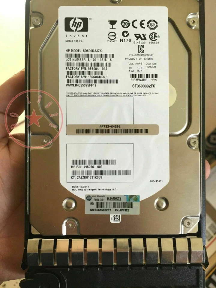 HP 600GB 10K 4G 3.5" DP FATA HDD 518735-001 AP732A AP732B Hard Drive - Image 2 of 3