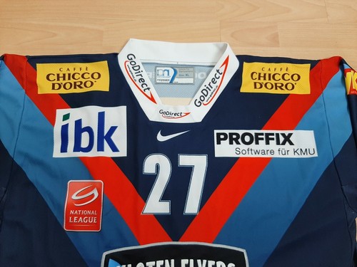 WICK #27 Kloten Flyers 2011/2012 OCHSNER SIGNED Hockey Jersey Men's Size XL RARE - Picture 2 of 12