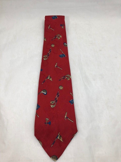 Polo by Ralph Lauren Red Golf Silk Necktie Tie 60
