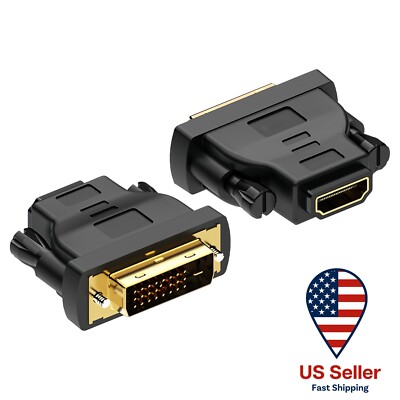 HDMI to DVI Adapter Bidirectional Male DVI-D Dual Link to HDMI Female - 2 Pack
