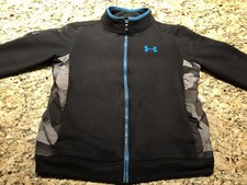 VERY WARM Under Armour Jacket/Sweatshirt Youth Large- Black With Turquoise Trim