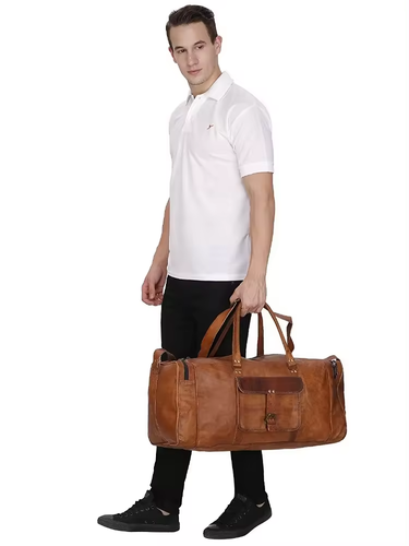 80 CM Cuir Véritable Sac Voyage Polochon Hommes Vintage Valise Nuit