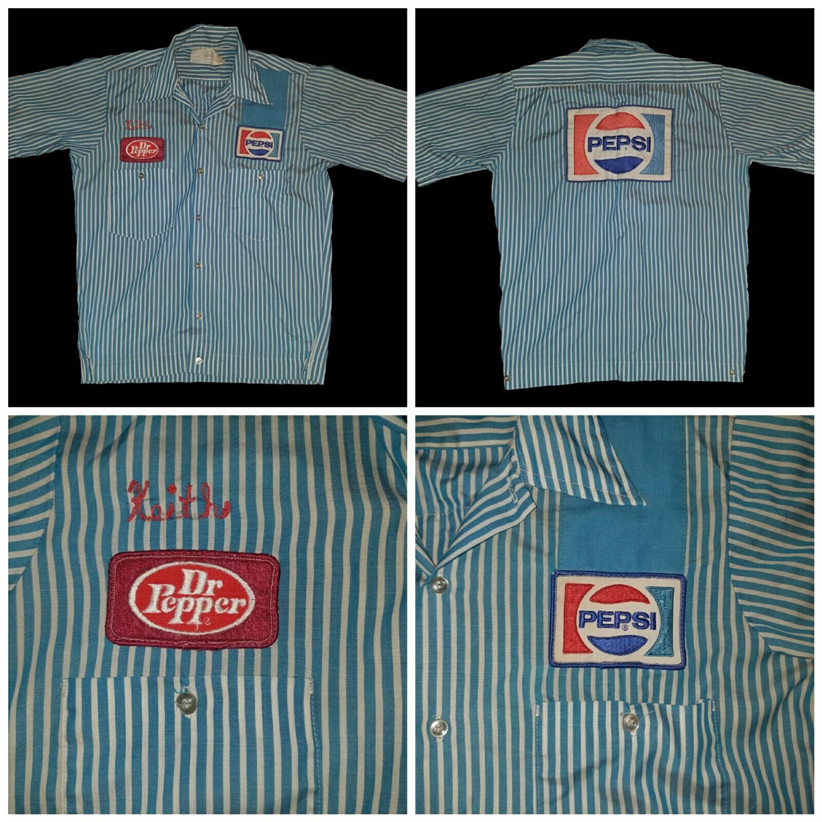 Vintage Pepsi dr. Pepper Employee Delivery Driver Stripe Work