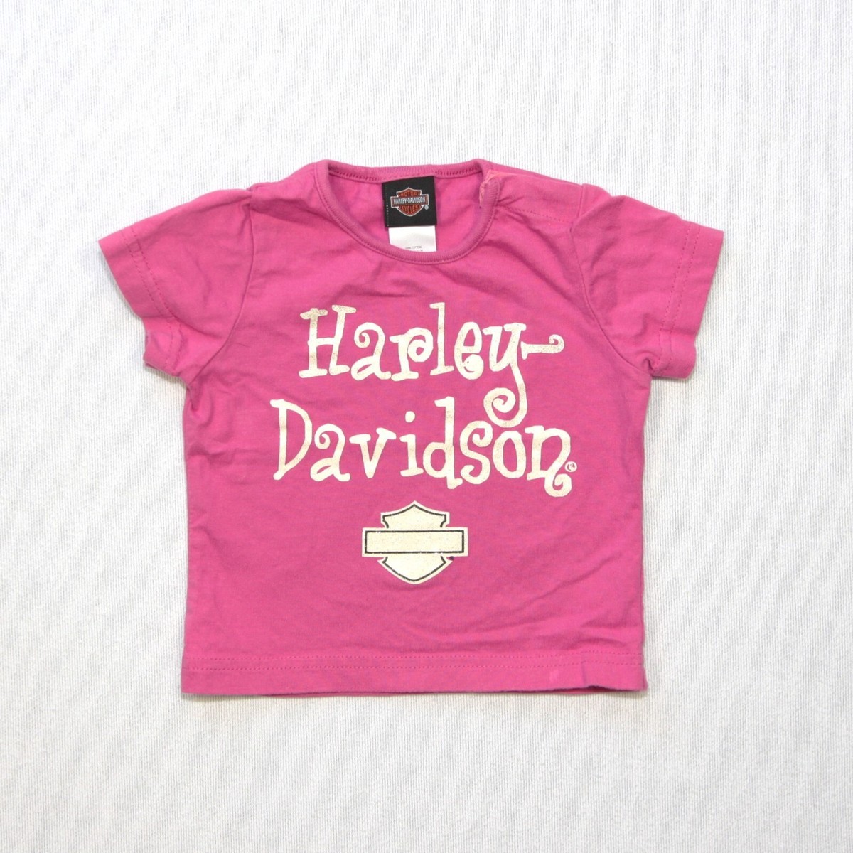 Harley Davidson Infant Girl's Size 12M Pink White Sparkled Letters