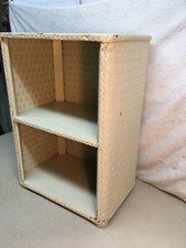 Vintage Mid Century White Wicker Wall Shelf 2 Tier Shelf 22 x 16 x 11 Bathroom