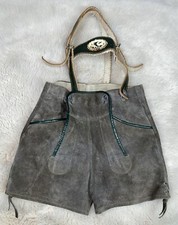 Vintage LEDERHOSEN Bavarian German Traditional Shorts Suede Leather 3-4 Years 