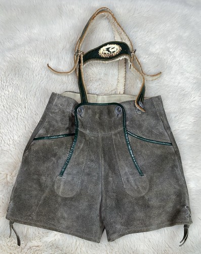 Vintage LEDERHOSEN Bavarian German Traditional Shorts Suede Leather 3-4 Years?