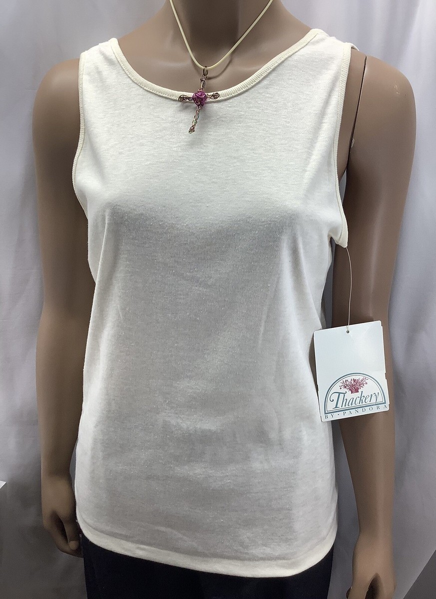 Thackery Pandora Womens Tank Top Medium Ivory Wide Straps