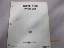 1970 Super Bird Parts List Fold Out Used Original