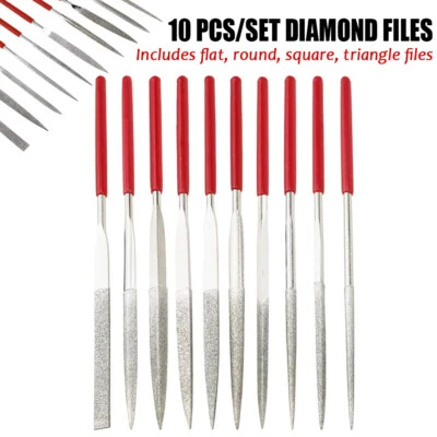 JUDE 10X Diamant Feilen Set Satz Schlüsselfeile Nadelfeile Raspel Diamantfeile Metall
