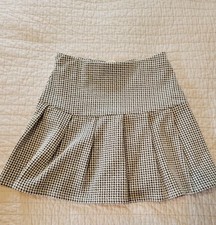 H M Girls 6x/7 Black And White Checkered Pleated Skirt