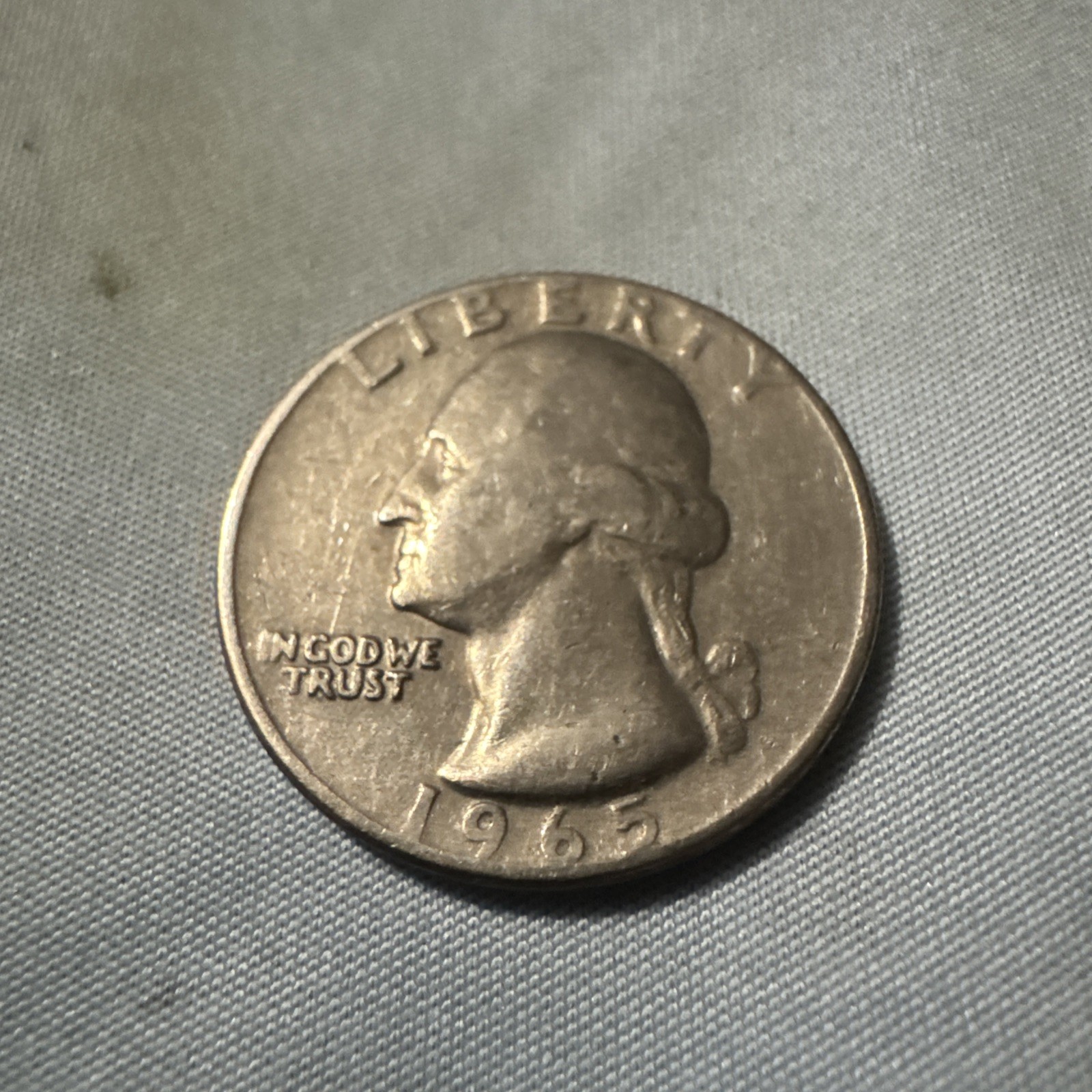 1965 No Mint Mark Washington Quarter. Rim, Lettering And Centering Errors. Nice