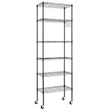 6-Tiers Steel Adjustable Garage Storage Shelving Unit in Black 21.66 In. W X 64