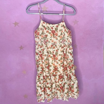 American Eagle Dress Women's Small Peach Floral Embroidered Boho Cherry Girl 
