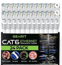 Cat 6 Ethernet Cable Pack - 24-Pack 4 ft Cat6 Ethernet Patch Cables | RJ45