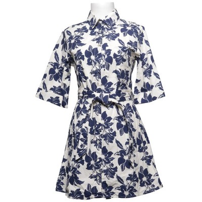 DeFacto Woman, Blusenkleid, Größe: 34, Blau/Weiß, Baumwolle, Blumen, Damen #bkf