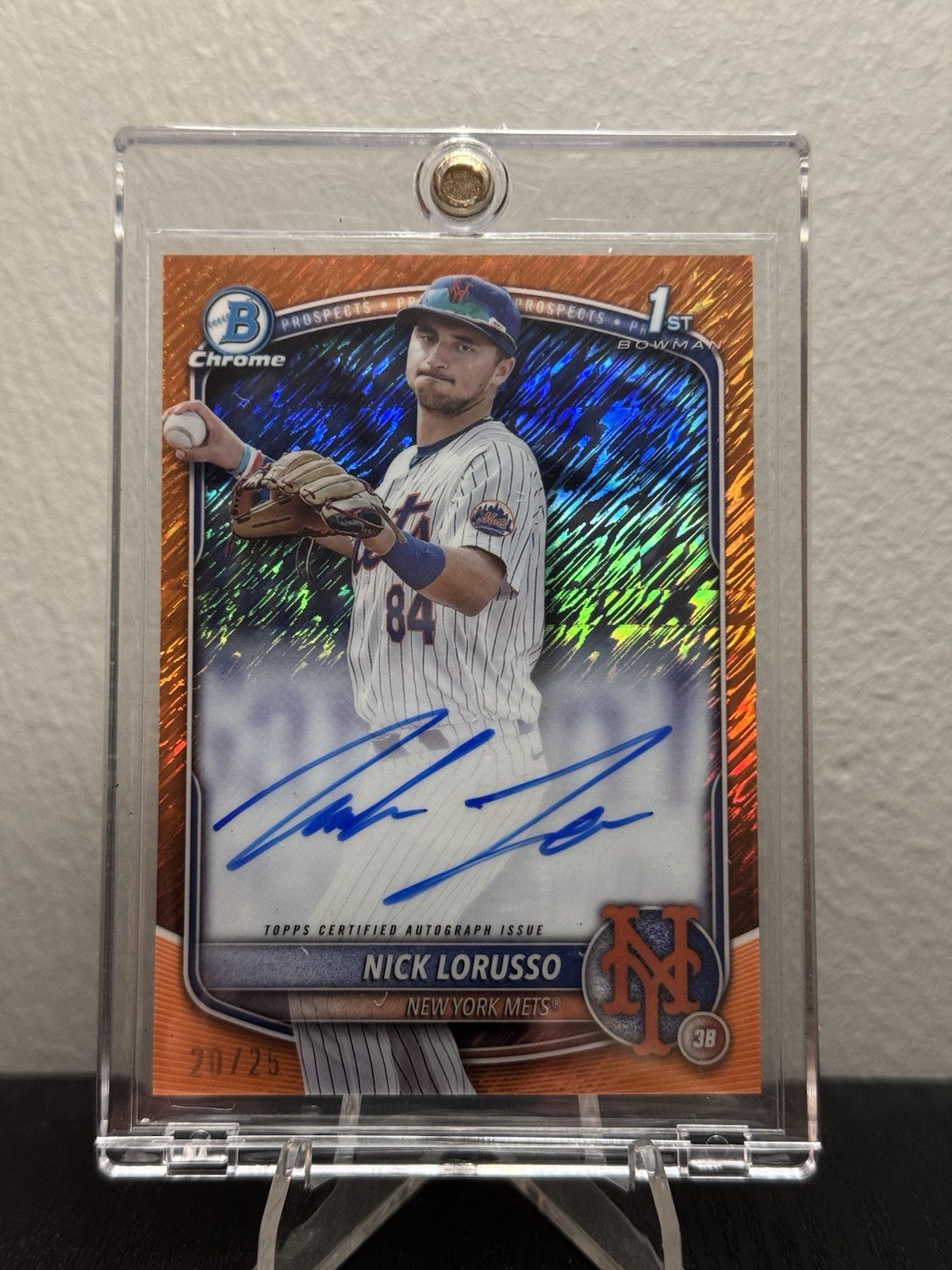 2025 Bowman Chrome Nick Lorusso 1st Orange Shimmer Refractor Auto SP /25 CPA-NL