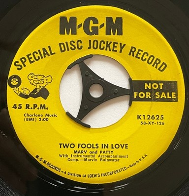 MARVIN AND PATTY RAINWATER - TWO FOOLS IN LOVE / BECAUSE - Original US MGM PROMO