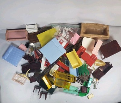 Big Lot Dollhouse Miniature Furniture Broken Needs Repair Marx and More Parts