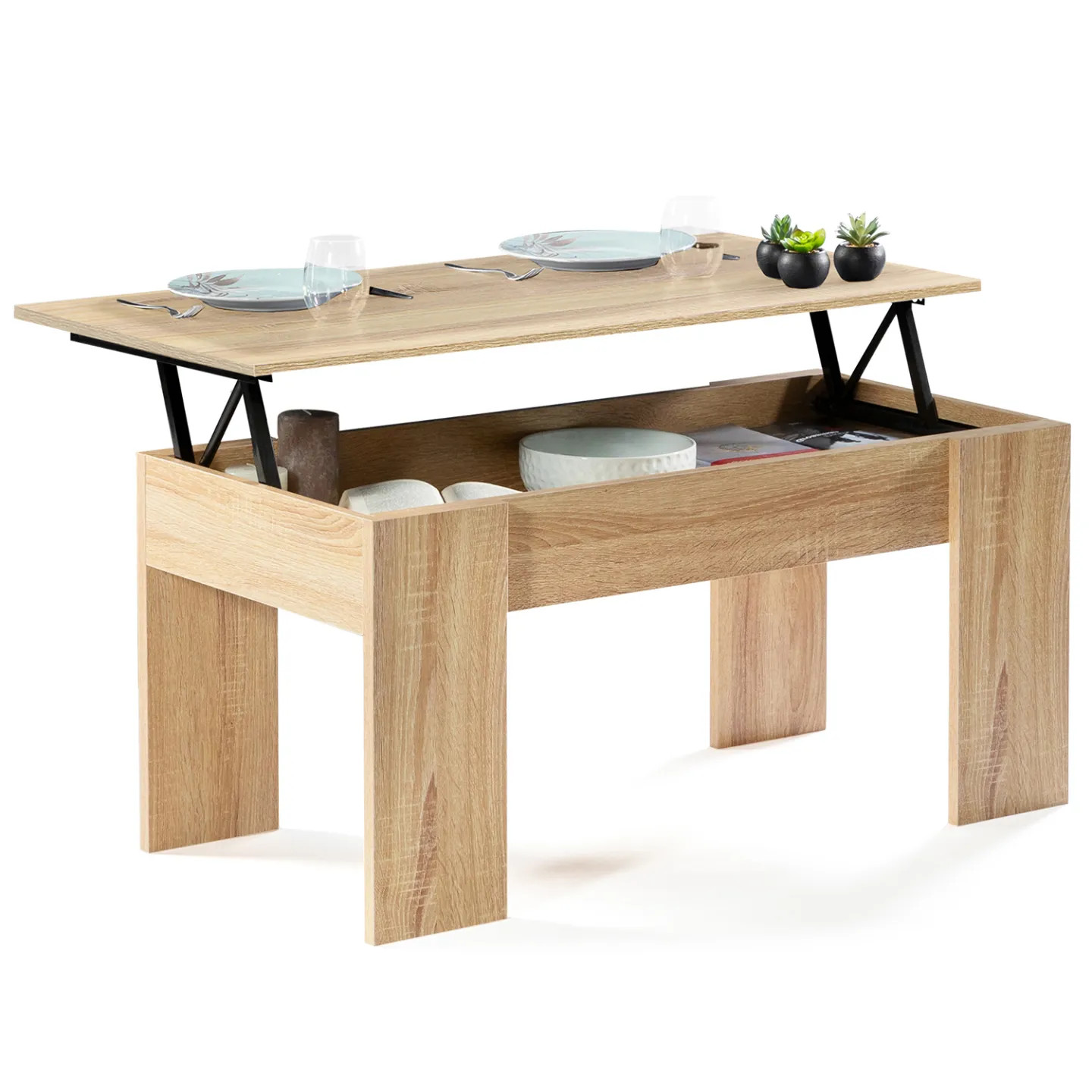 Table basse plateau relevable TARA bois hêtre : fini le salon en désordre