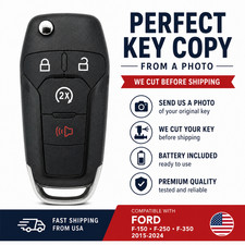 Cut Remote Flip Key Ford F-150 2015-2022 Replacementhu101