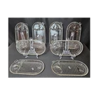 RETIRED Anchor Hocking Smoke N Sip Oval Ribbed Glass Snack Trays 8ct Vintage
