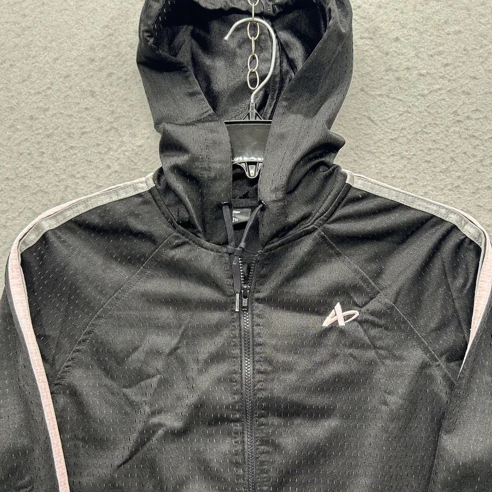 Athletech Women's Size Medium Black Pink Grey Activewear Hooded Jacket - Image 2 of 4