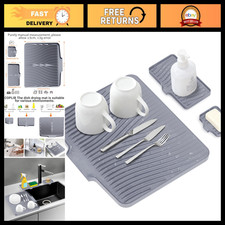 Silicone Dish Drying Mat for Kitchen Counter - Quick Dry, Non-Slip, Easy Clean
