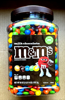 M&M S Milk Chocolate Candy 62 oz Bulk Jar Pantry Snack Sealed