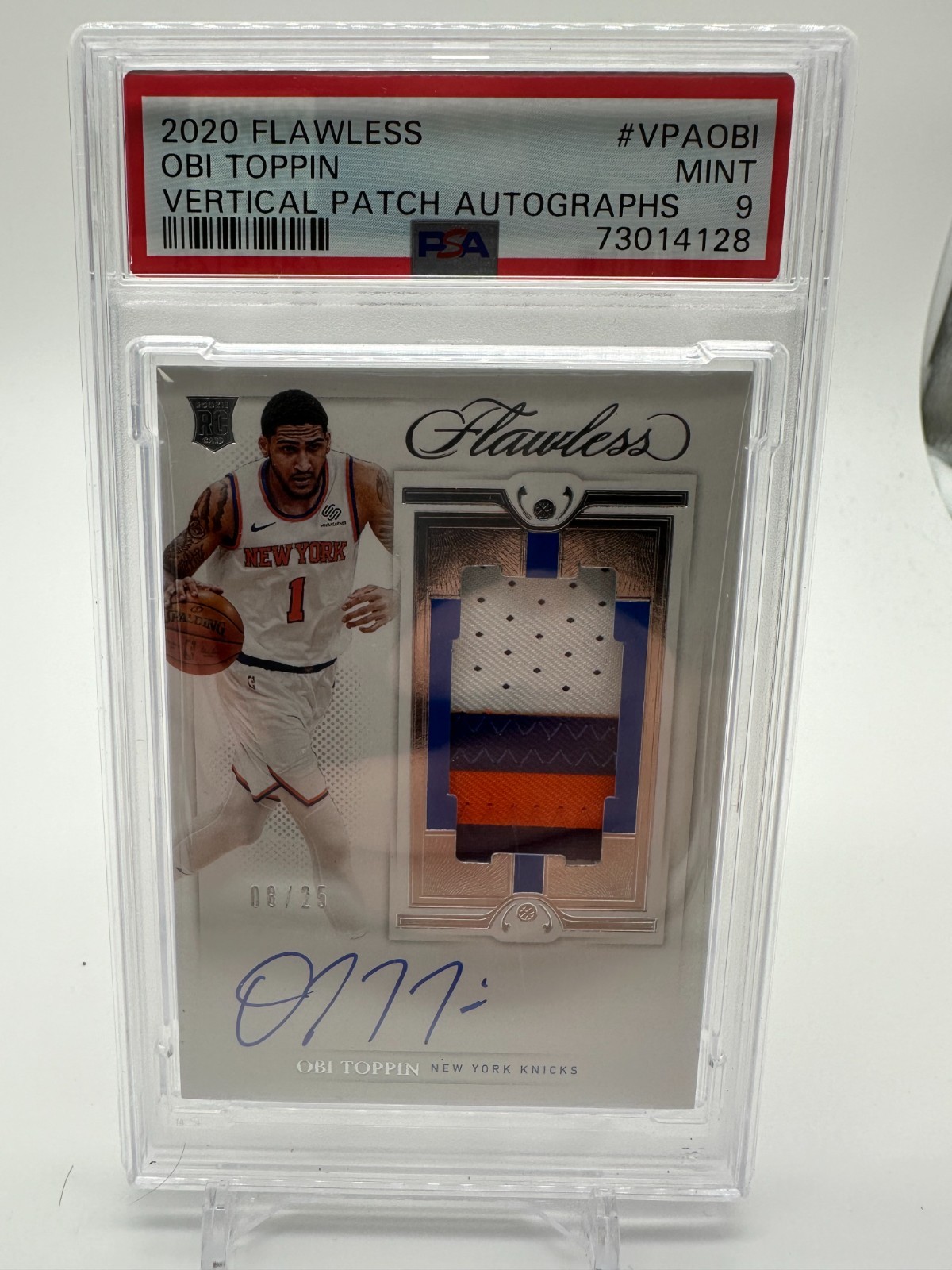 2020 Flawless Obi Toppin Vertical Patch Auto /25 PSA 9 True RPA