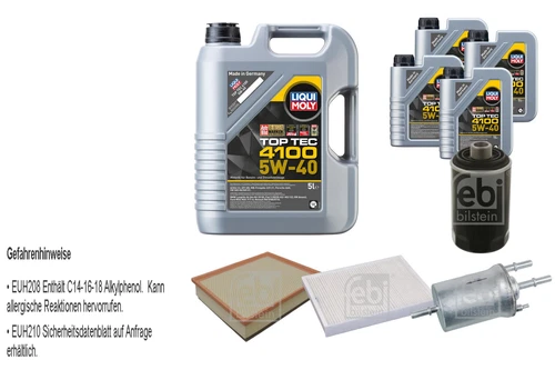 Pacchetto ispezione Febi 9L LIQUI MOLY Top Tec 4100 5W-40 per VW Amarok 2H_ S1B-
