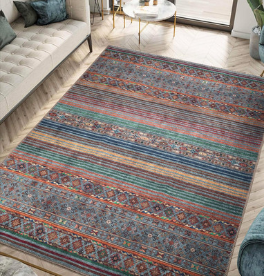 Vintage 5X7 Washable Non-Slip Area Rug for Any Room Decor